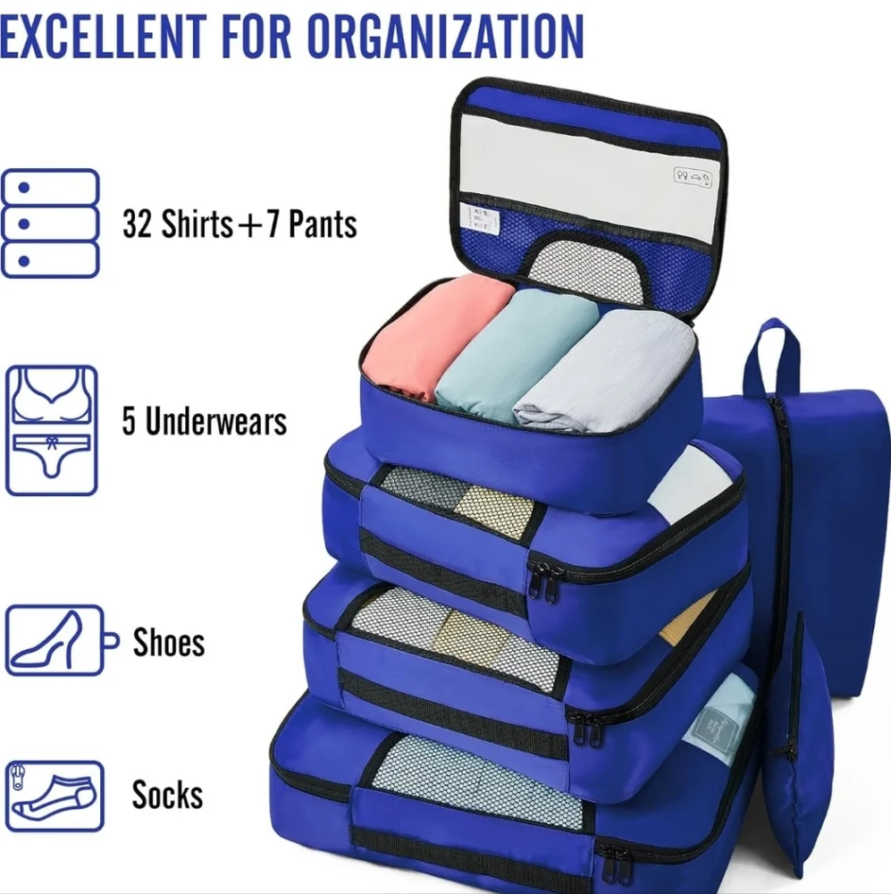 Veken Pink 6-Piece Packing Cubes Set - Extra Large, Large, Medium, Small